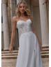 Beaded Ivory Lace Chiffon Slit Airy Wedding Dress